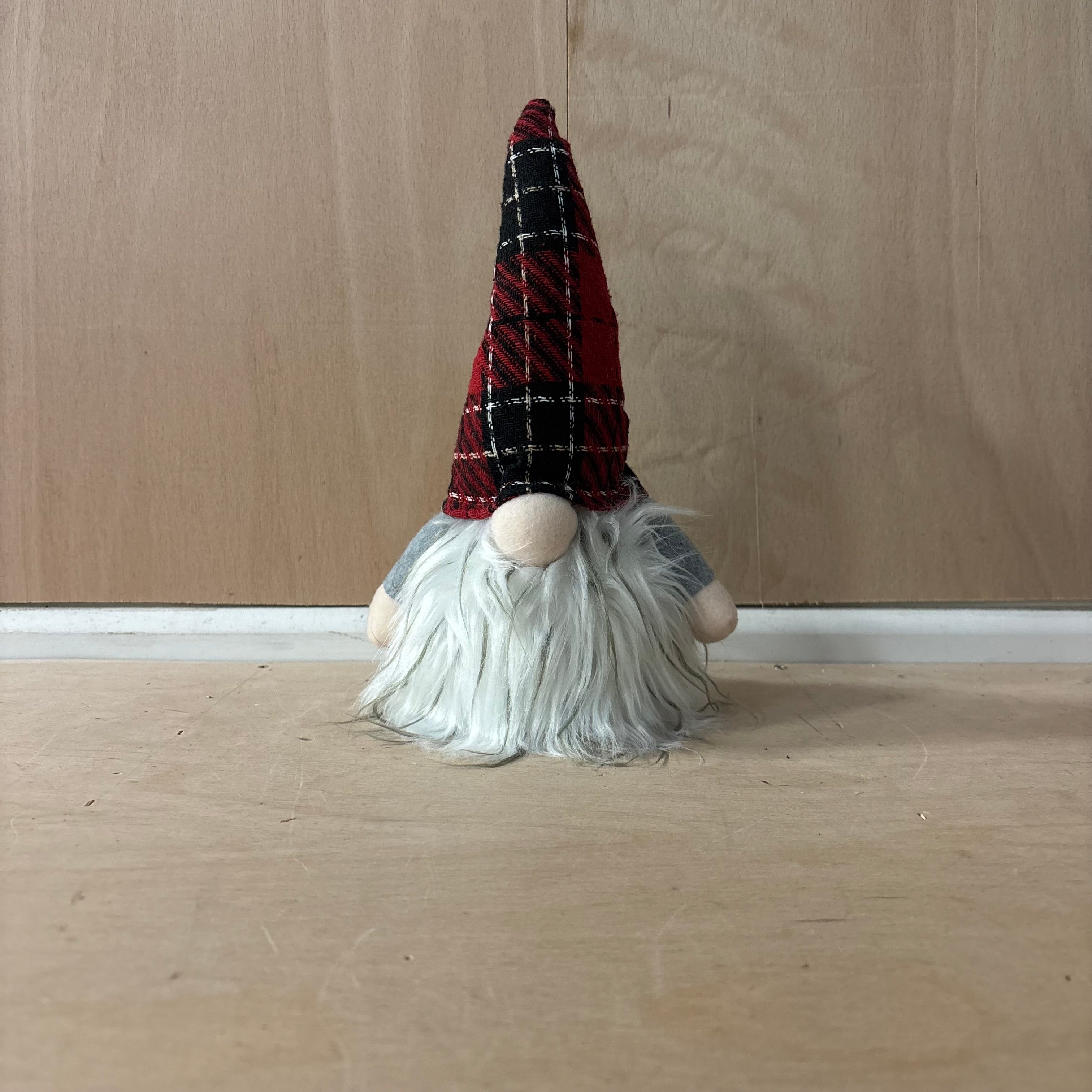 Festive small red & black tartan battery operated gonk