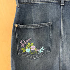 Girls river island denim midi skirt with floral detail size 13-14 years