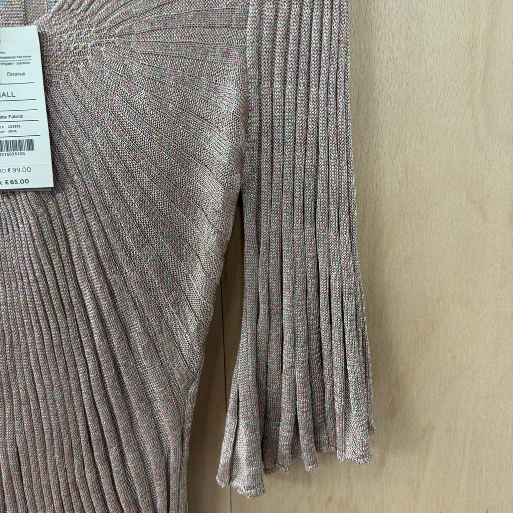 Monsoon pink glitter ribbed knit dress size small
