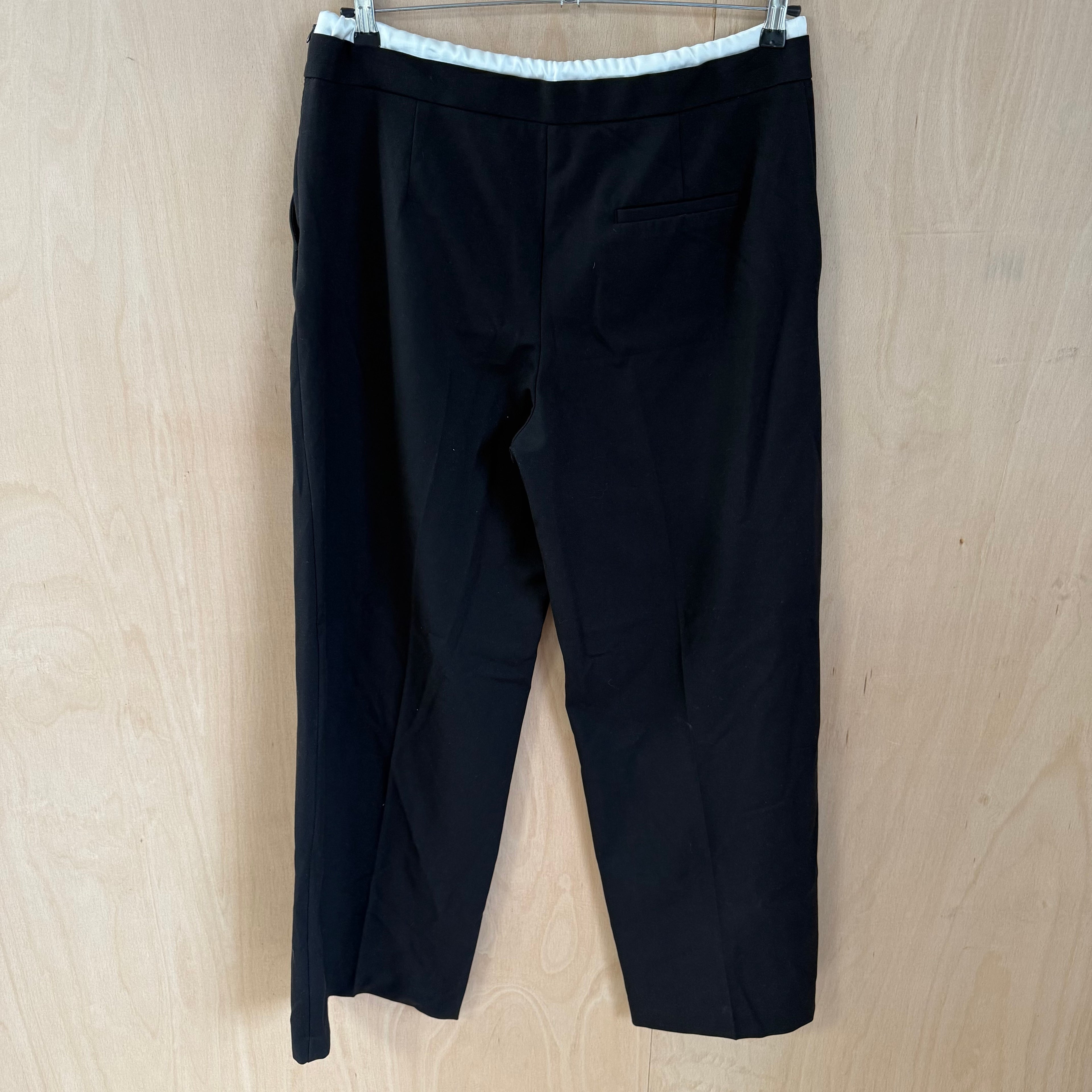 Zara black smart & formal trousers with white waistband size XL new
