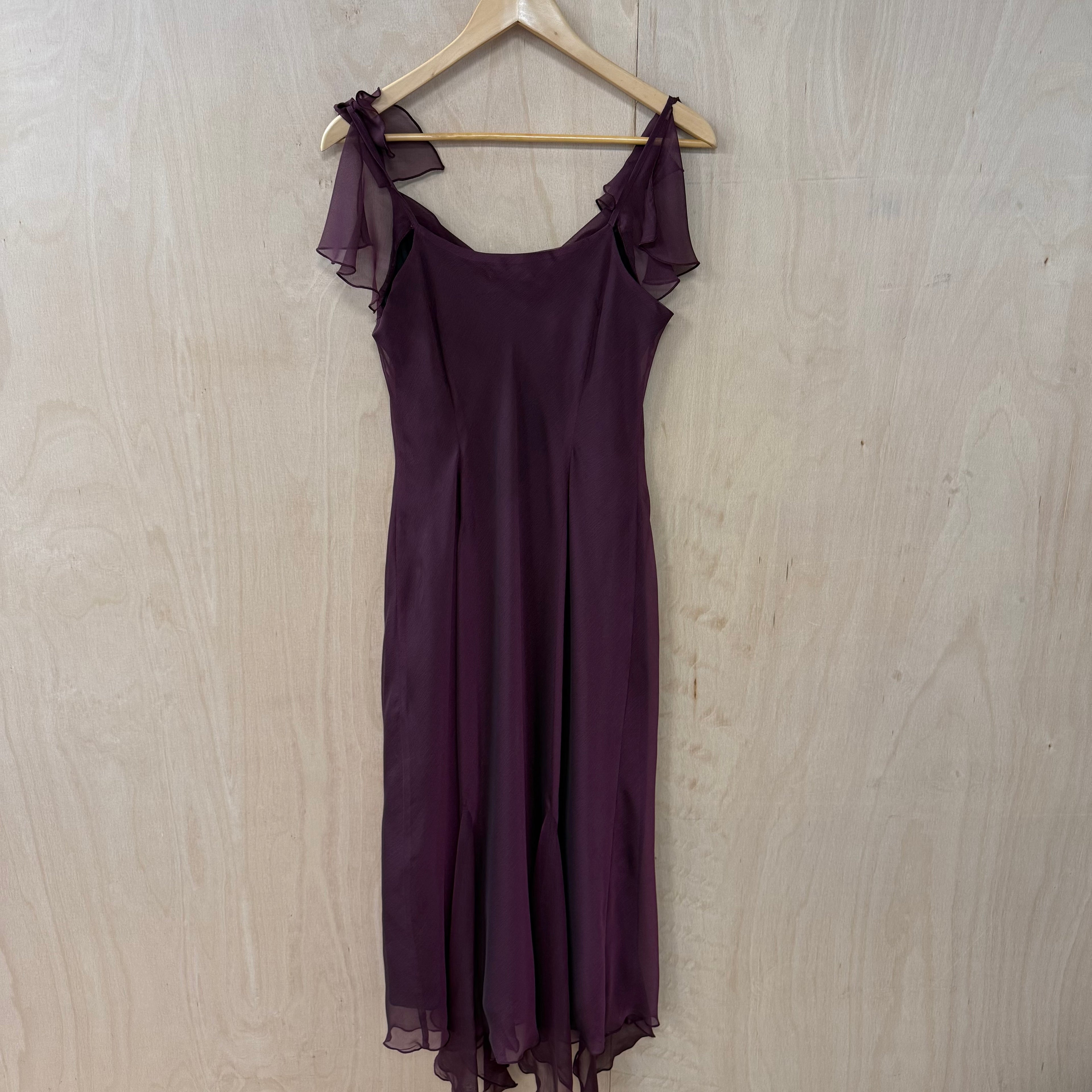 Wallis vintage purple floaty maxi dress size 12 petite