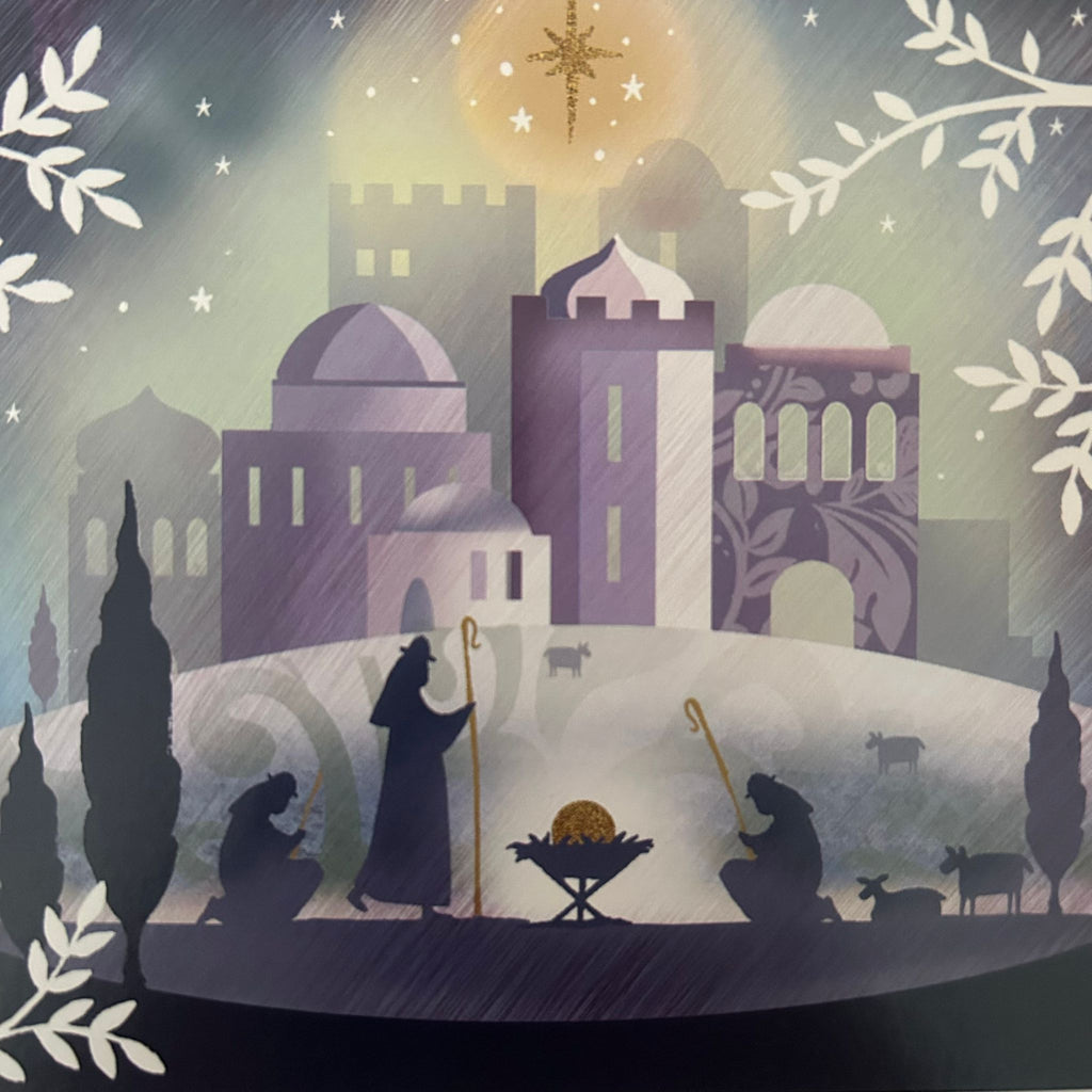 Shepherds arrival / manger scene with angels twin pack 10 pack christmas cards