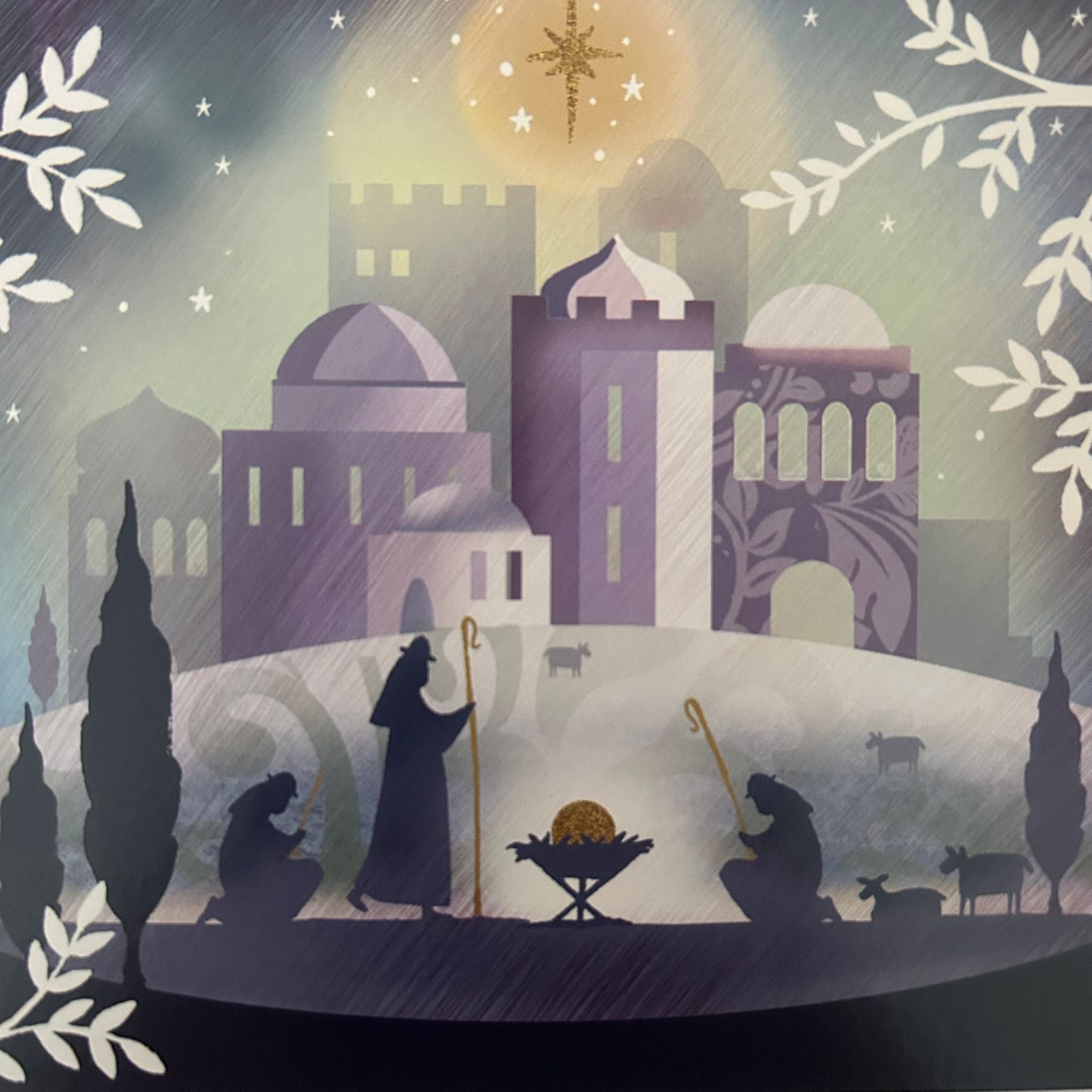 Shepherds arrival / manger scene with angels twin pack 10 pack christmas cards