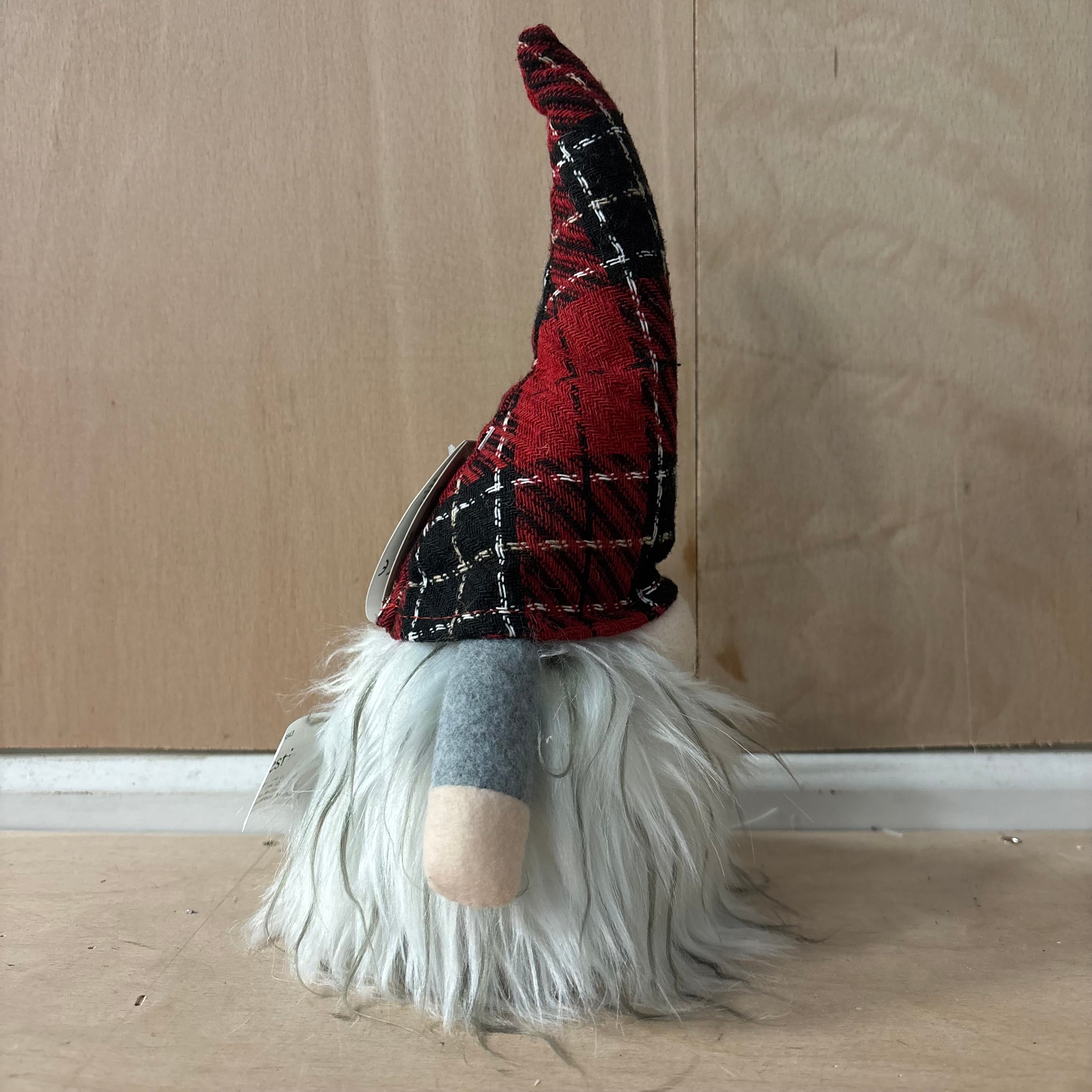 Festive small red & black tartan battery operated gonk