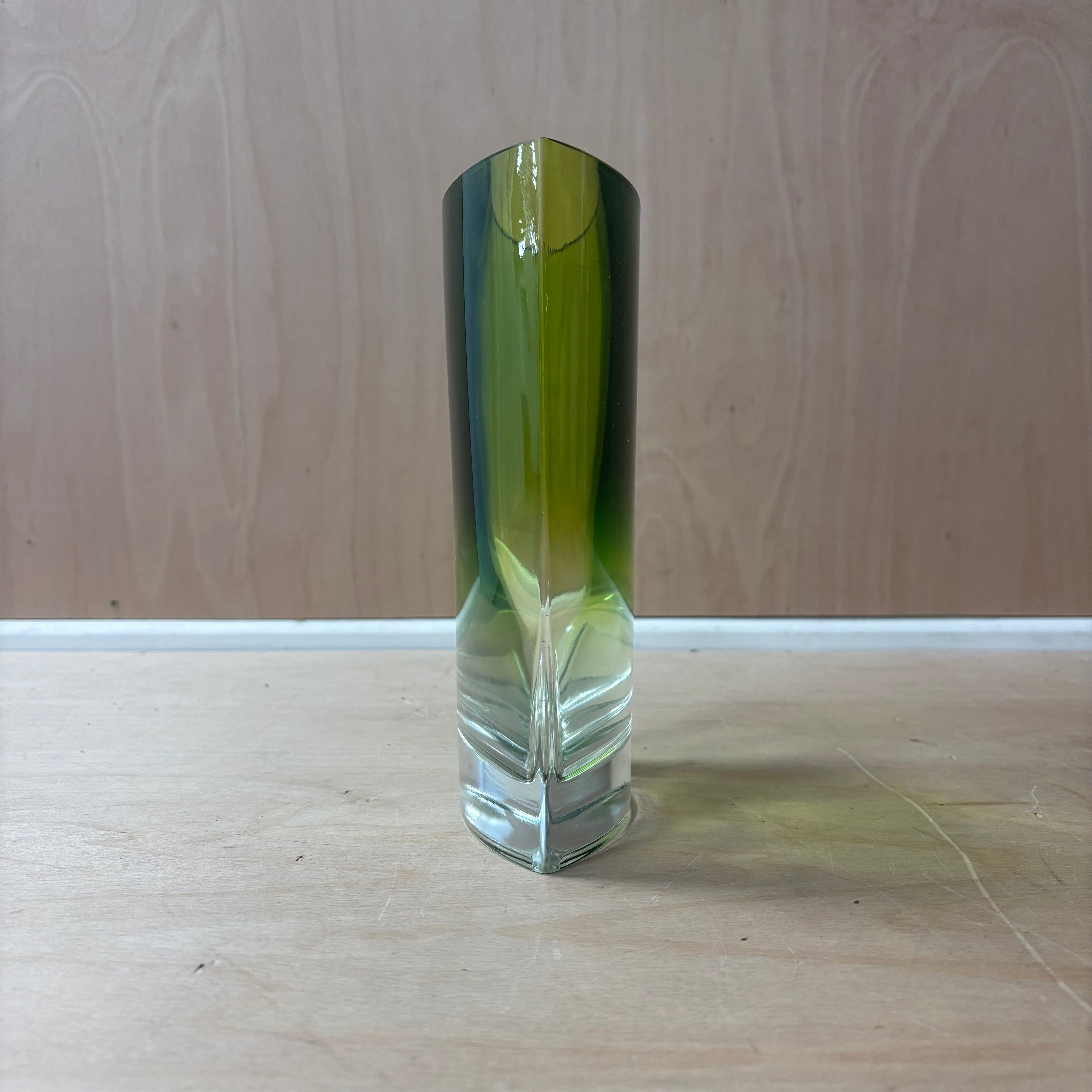 Large oval coloured glass vase