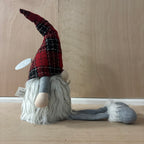 Festive dangly legs red & black tartan battery operated gonk