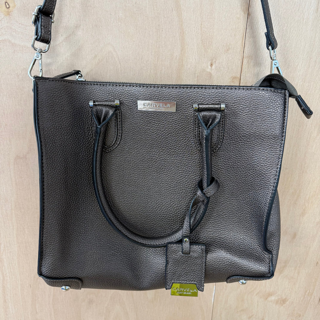 Carvela dark glitter faux leather handbag tote shoulder bag