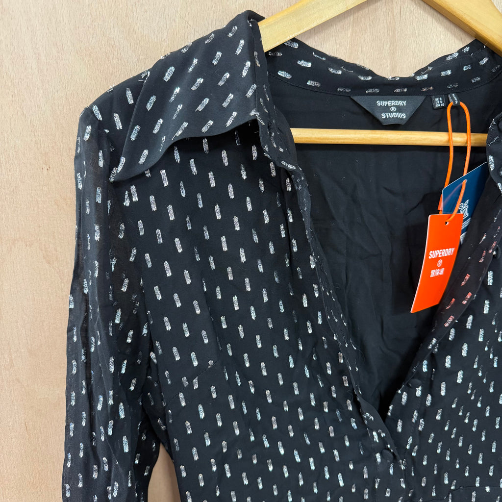 Superdry ladies' silver glitter black dress size XS