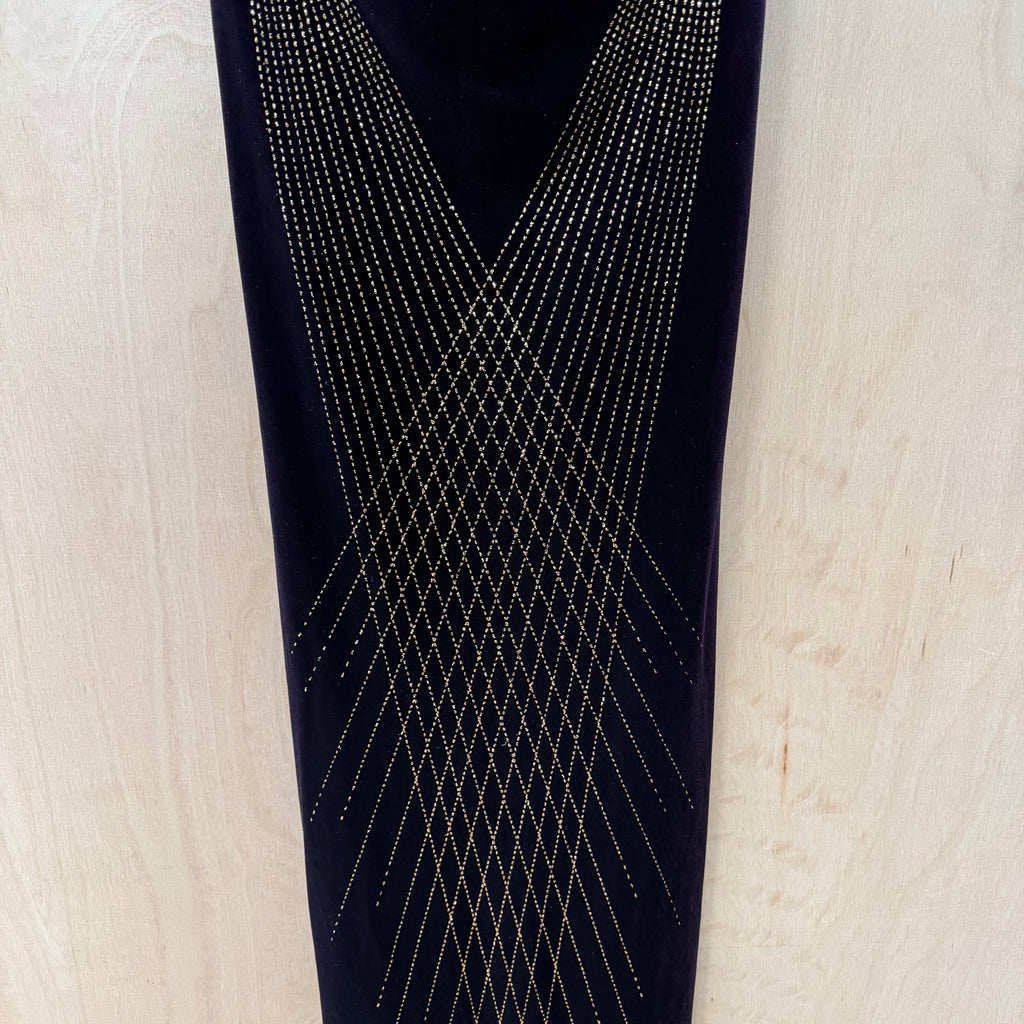 Pia vintage deep purple velvet bodycon dress with gold detailing size small