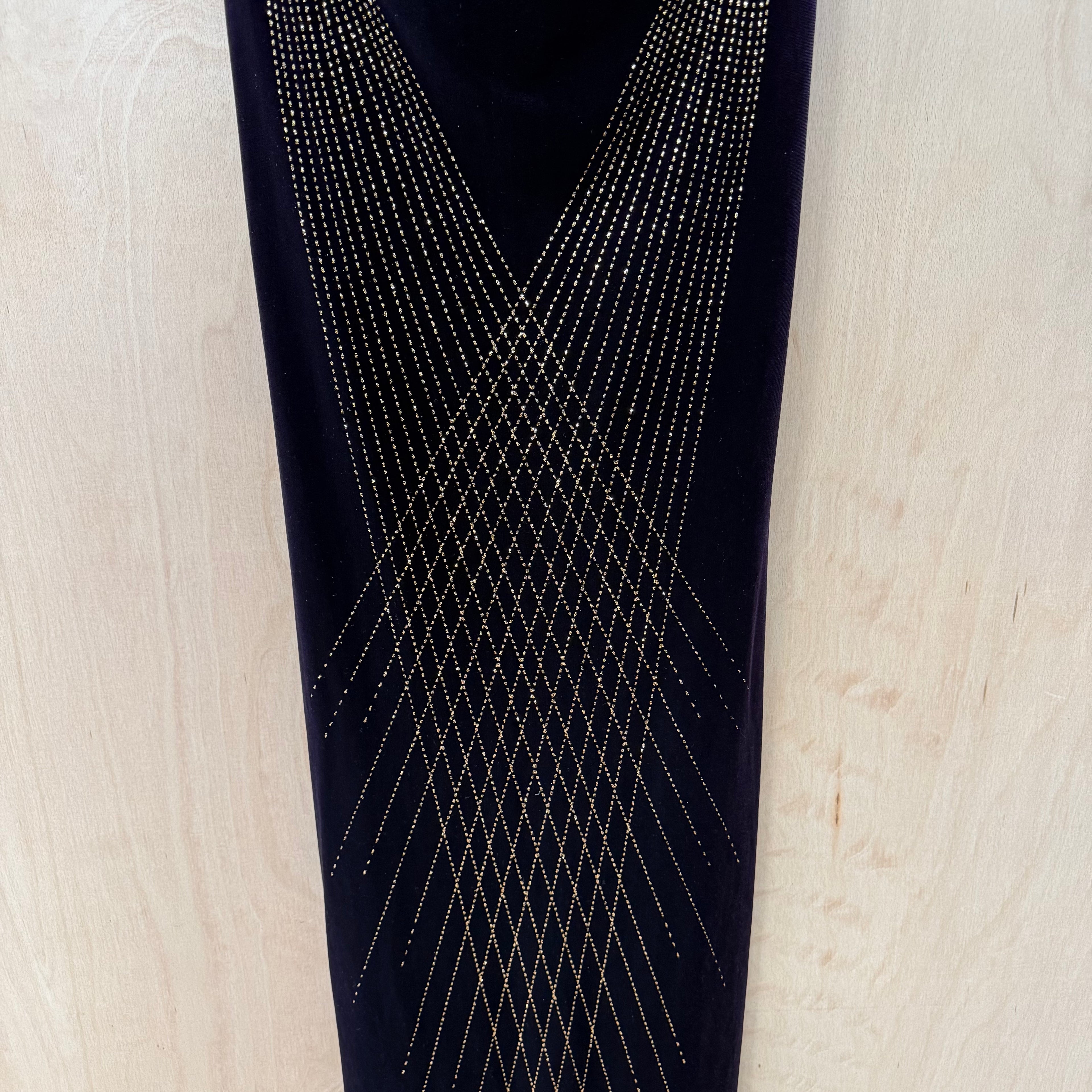 Pia vintage deep purple velvet bodycon dress with gold detailing size small