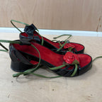 Shellys leather rose detailed circular heels size 6 UK