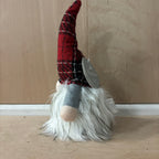 Festive small red & black tartan battery operated gonk