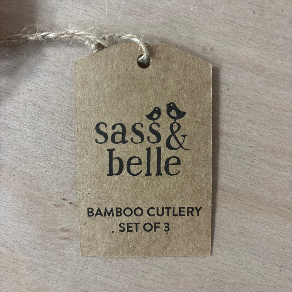 Sass & Belle bamboo cutlery set of 3 knife fork and spoon