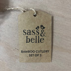 Sass & Belle bamboo cutlery set of 3 knife fork and spoon