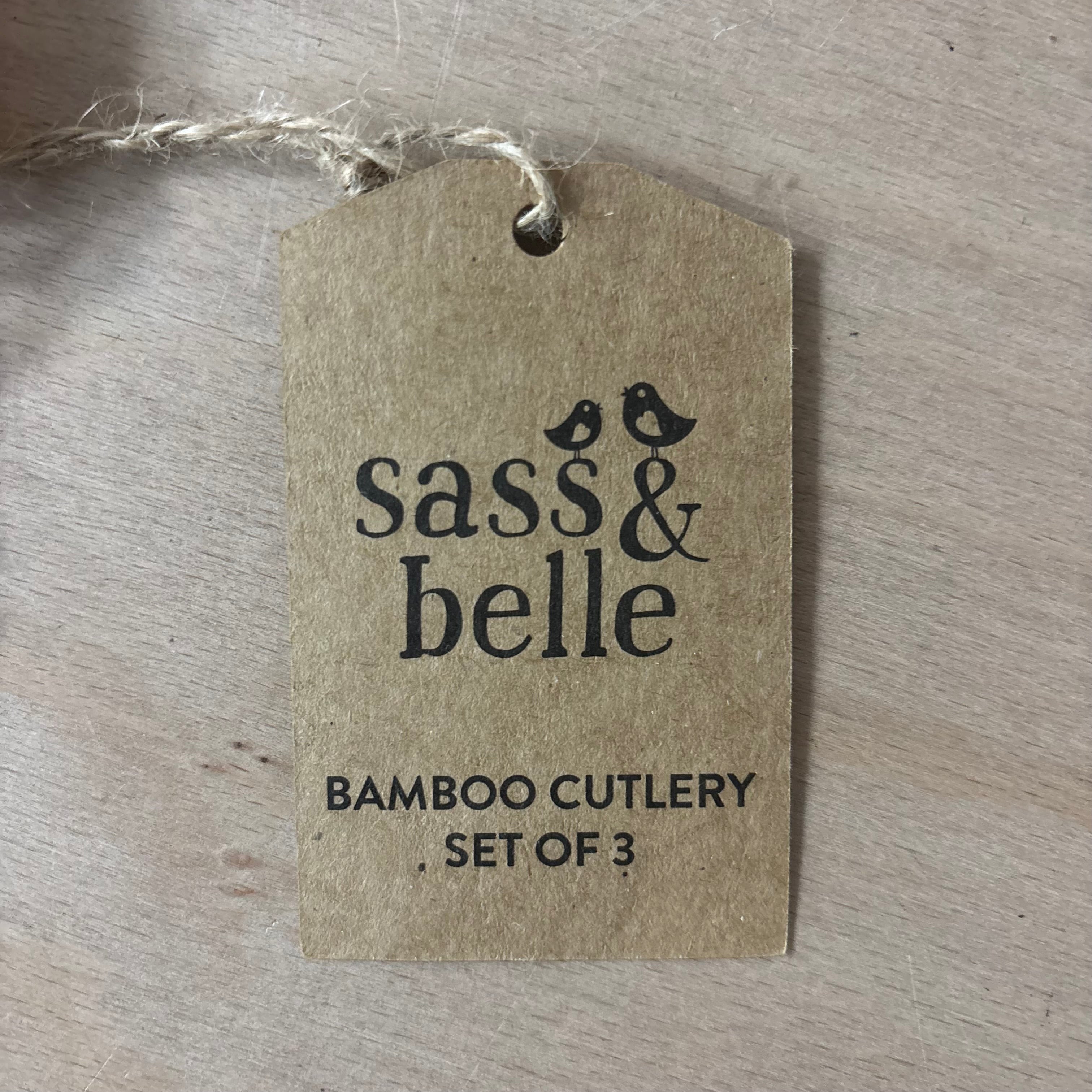 Sass & Belle bamboo cutlery set of 3 knife fork and spoon