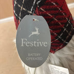 Festive dangly legs red & black tartan battery operated gonk