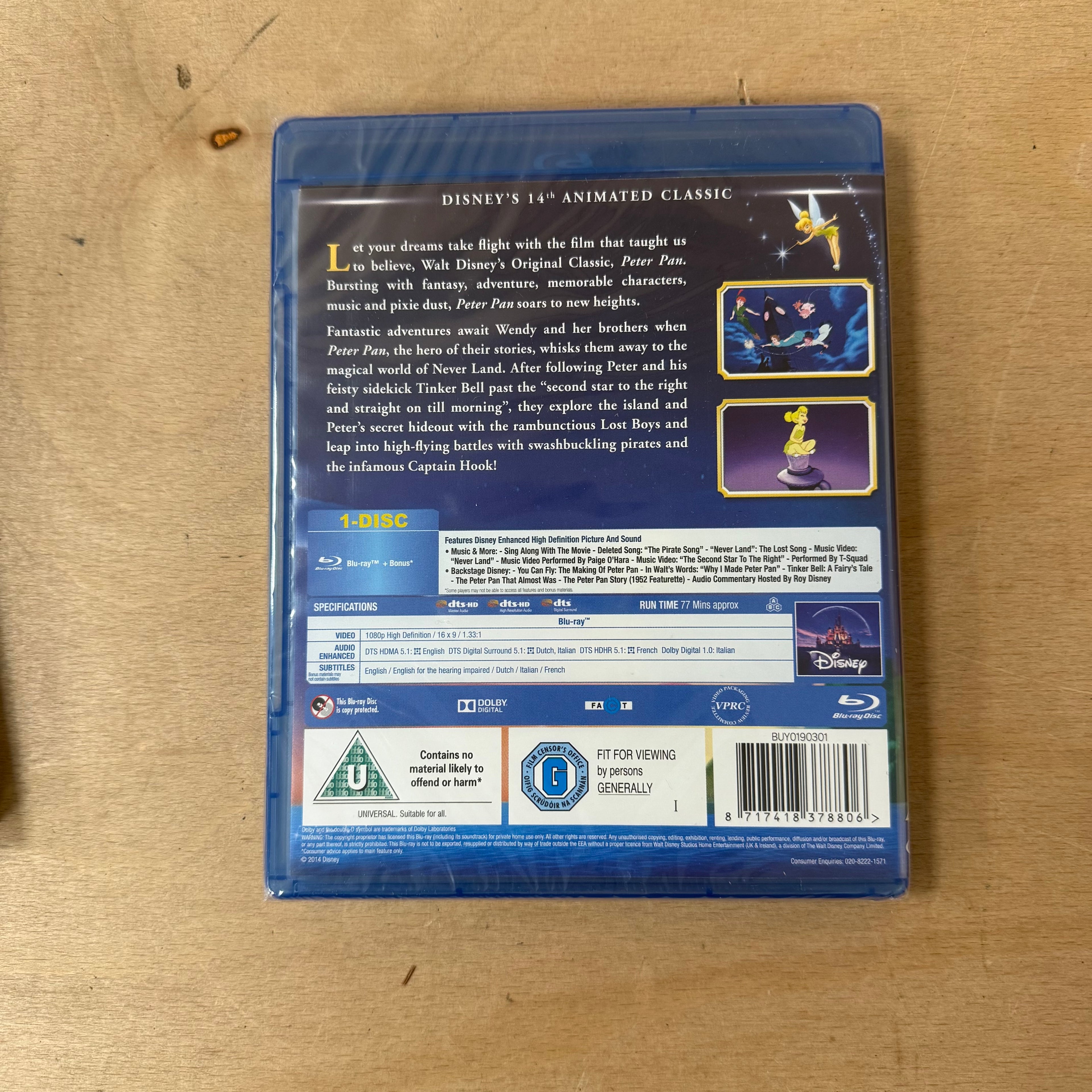 Peter Pan Disney classics blu-ray DVD new sealed