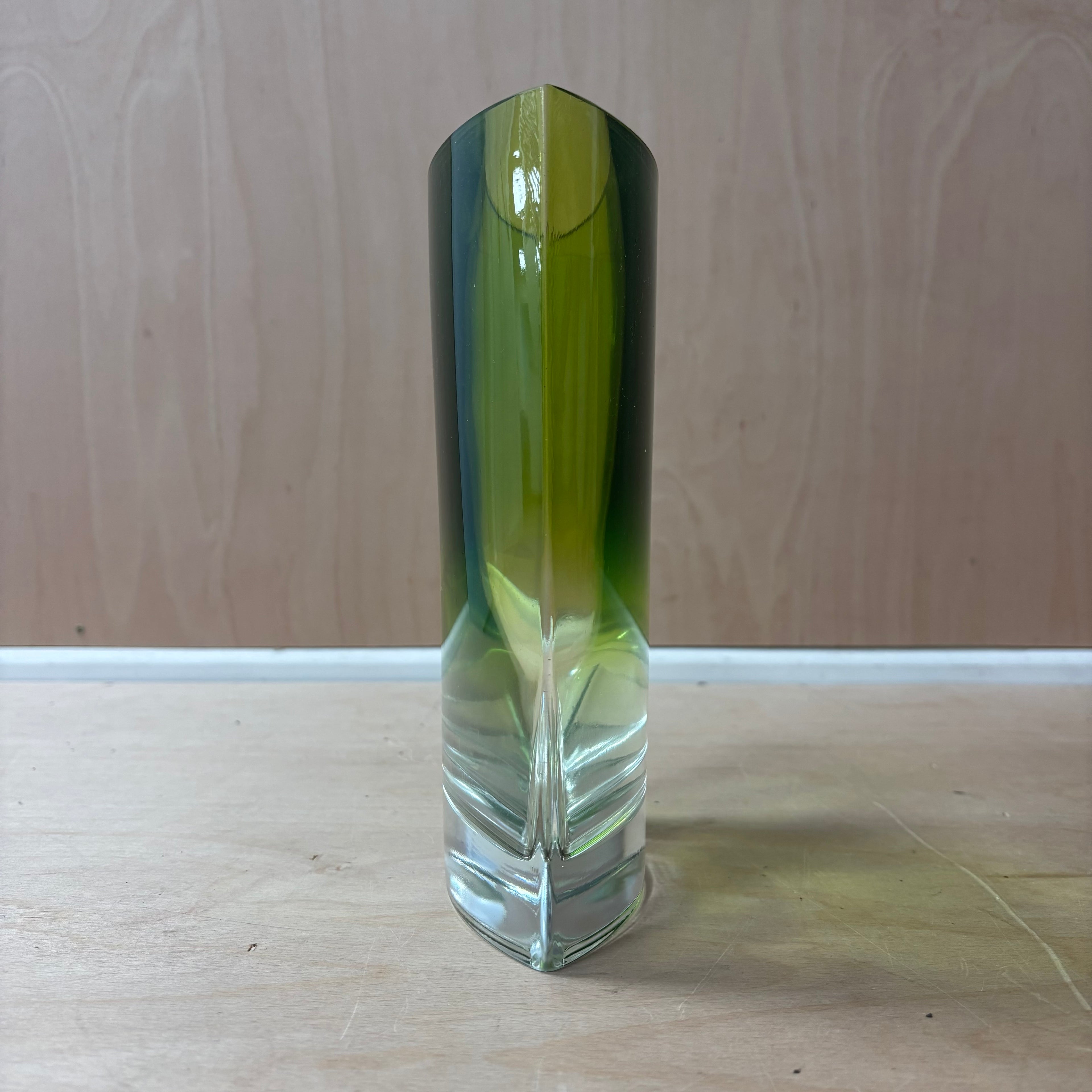 Large oval coloured glass vase