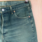 Levi 501 green jorts jean shorts distressed W 34
