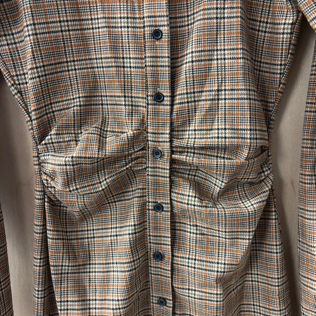 Zara brown plaid collard dress size x small