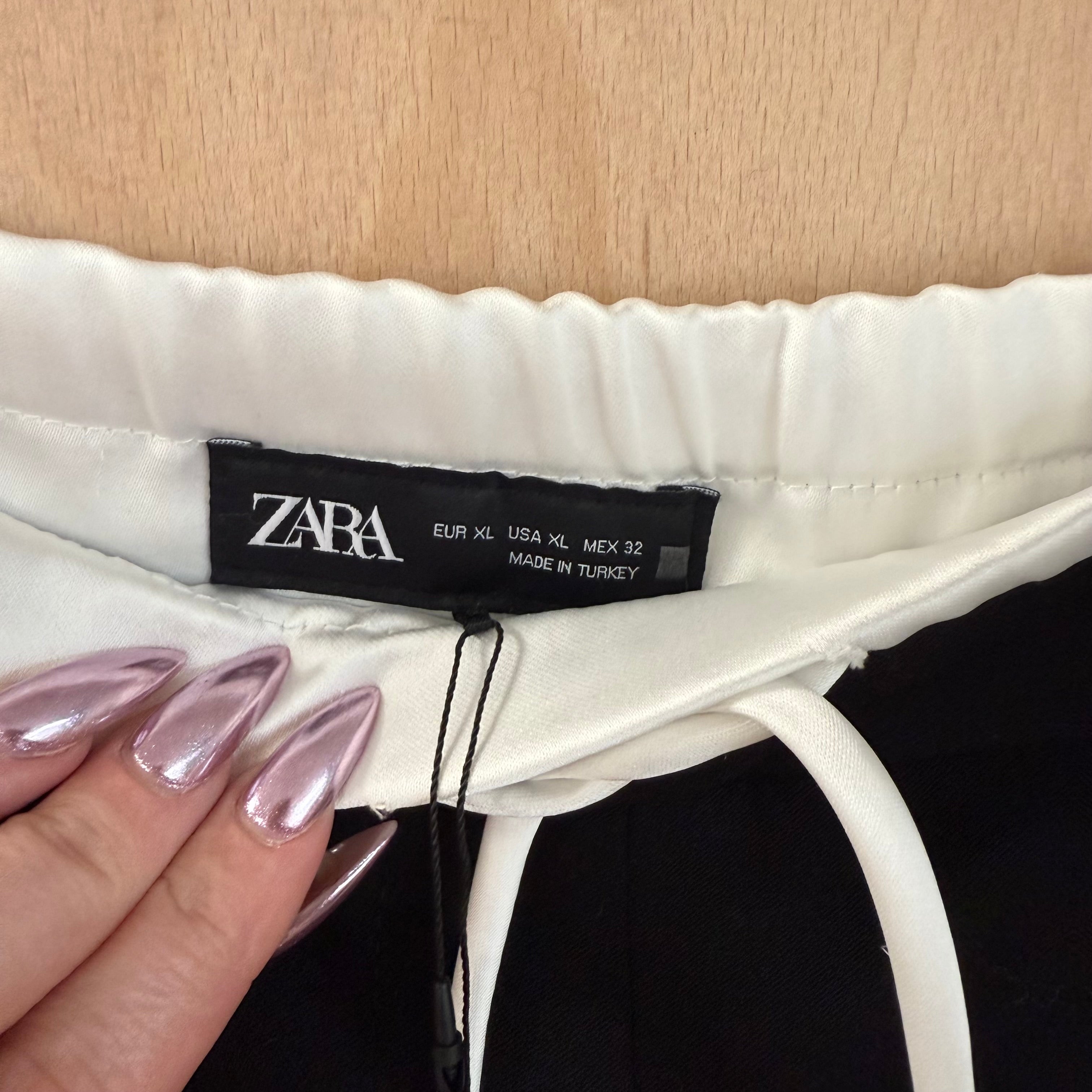 Zara black smart & formal trousers with white waistband size XL new
