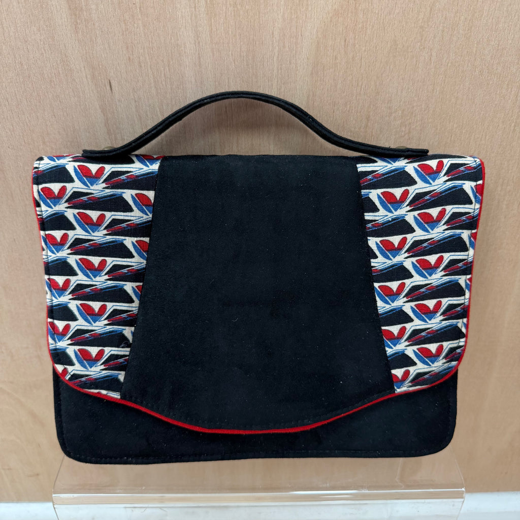 Ruby shoo handbag black with retro geometric panels