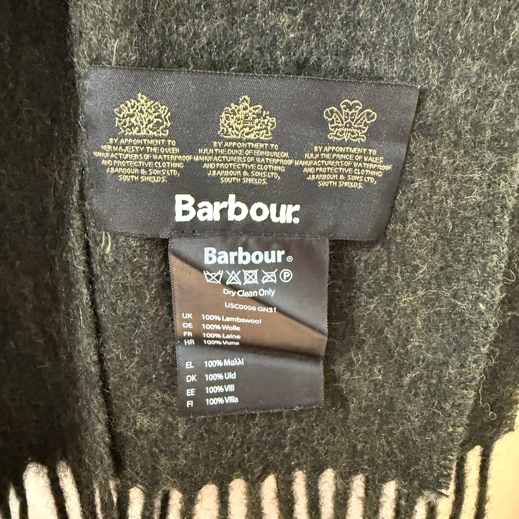 Barbour lambswool scarf seaweed green one size