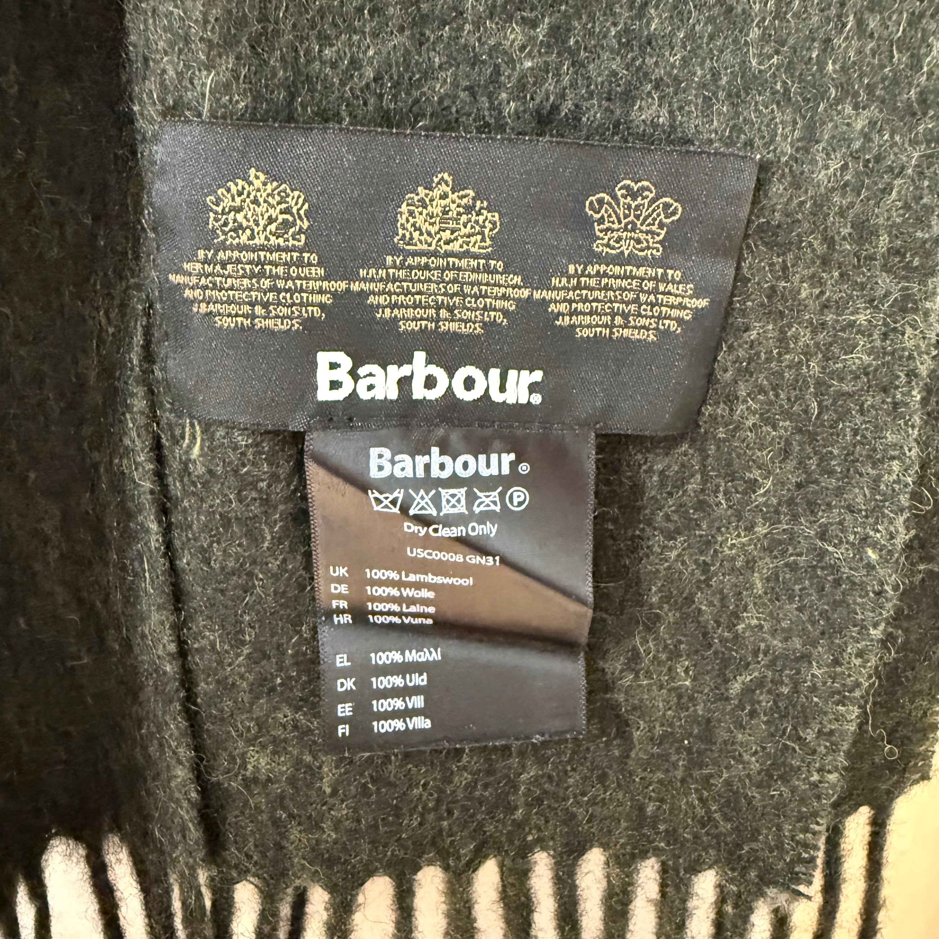 Barbour lambswool scarf seaweed green one size