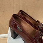 Russell & bromley burgundy patent leather block heels size 4UK