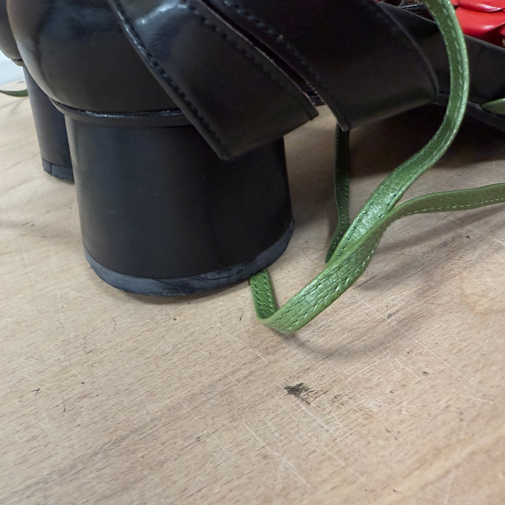 Shellys leather rose detailed circular heels size 6 UK
