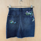 Girls river island denim midi skirt with floral detail size 13-14 years