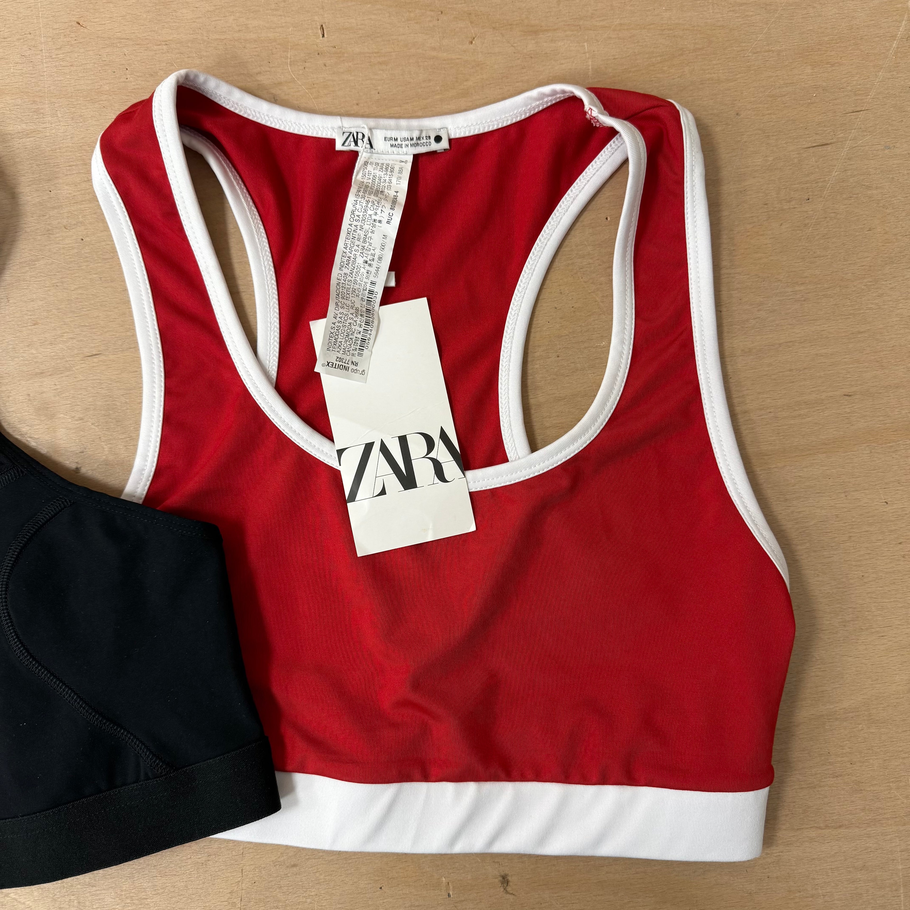 Zara sports top bundle x 2 size medium red and black