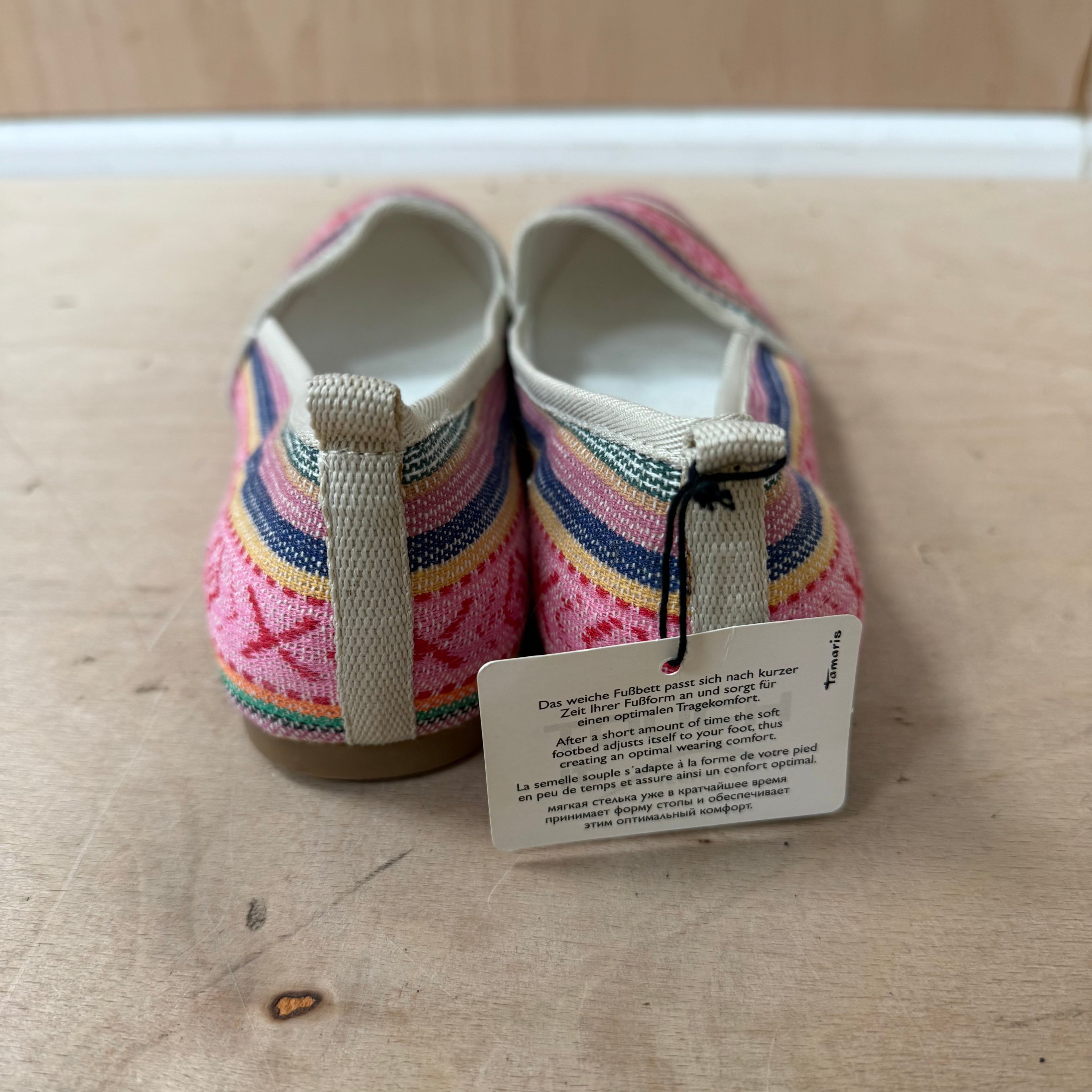 Tamaris trend slip on shoes bright colourful flats size 6