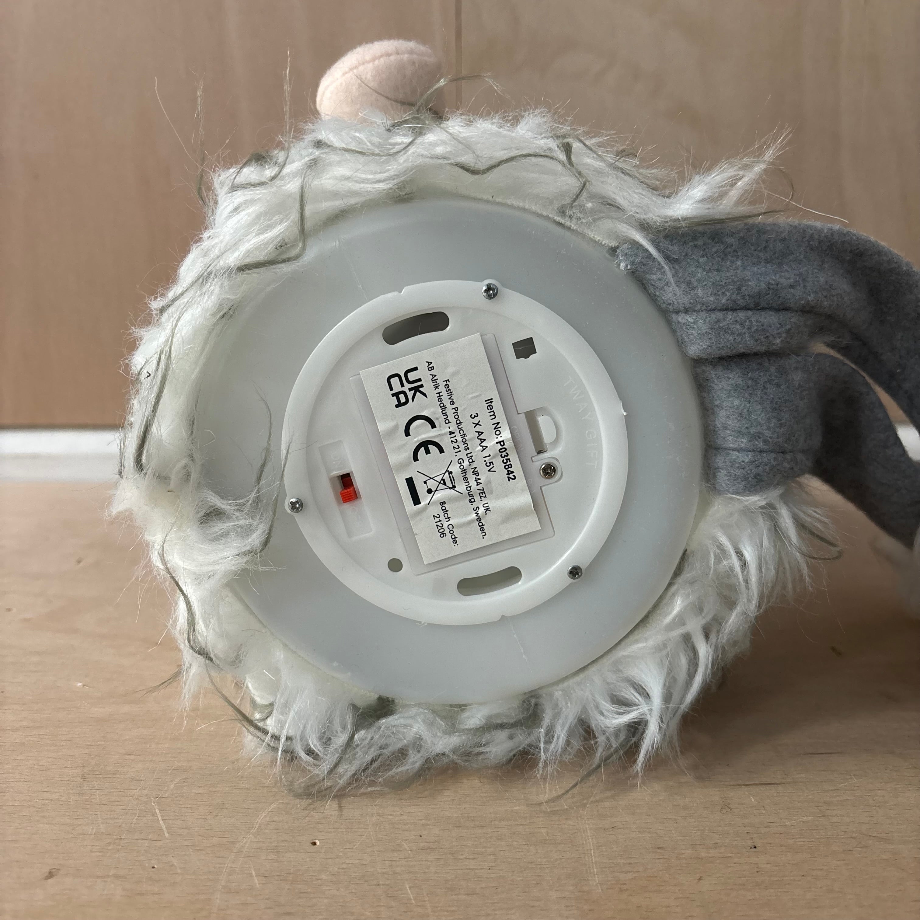 Festive dangly legs red & black tartan battery operated gonk