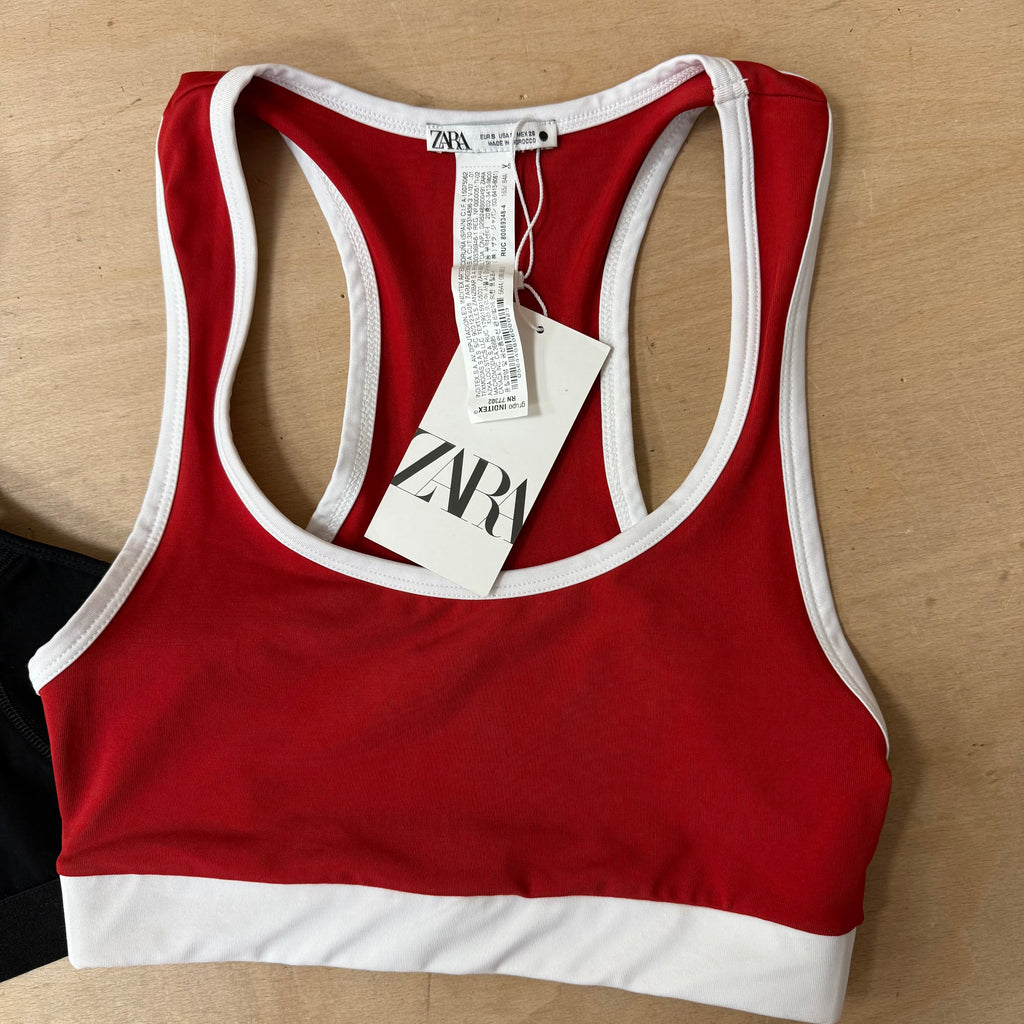 Zara sports top bundle x 2 size small red and black