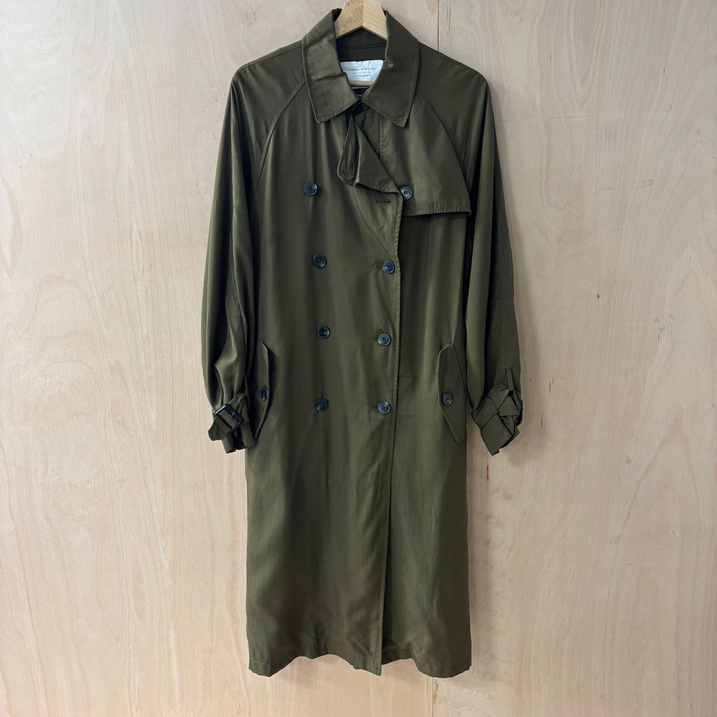 Zara outwear green trench coat size small