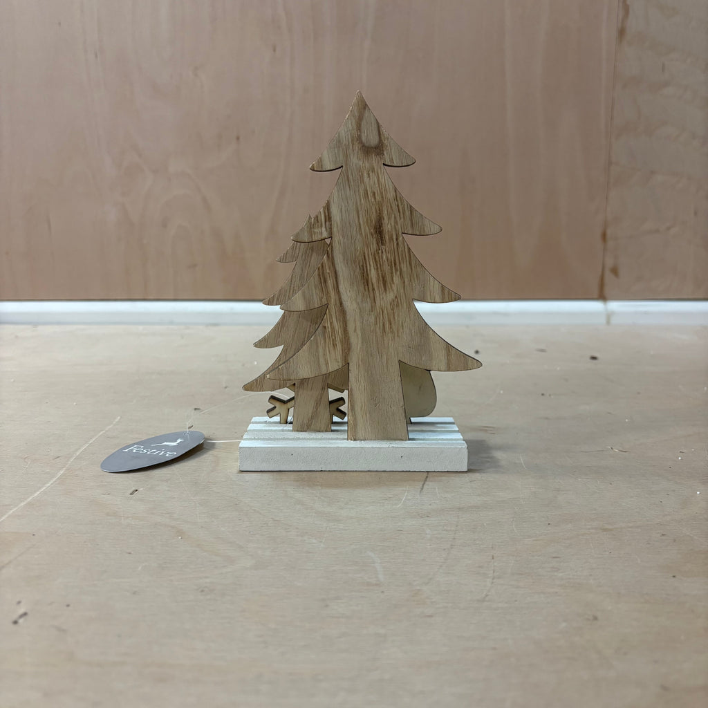 Festive wooden penguin christmas decoration