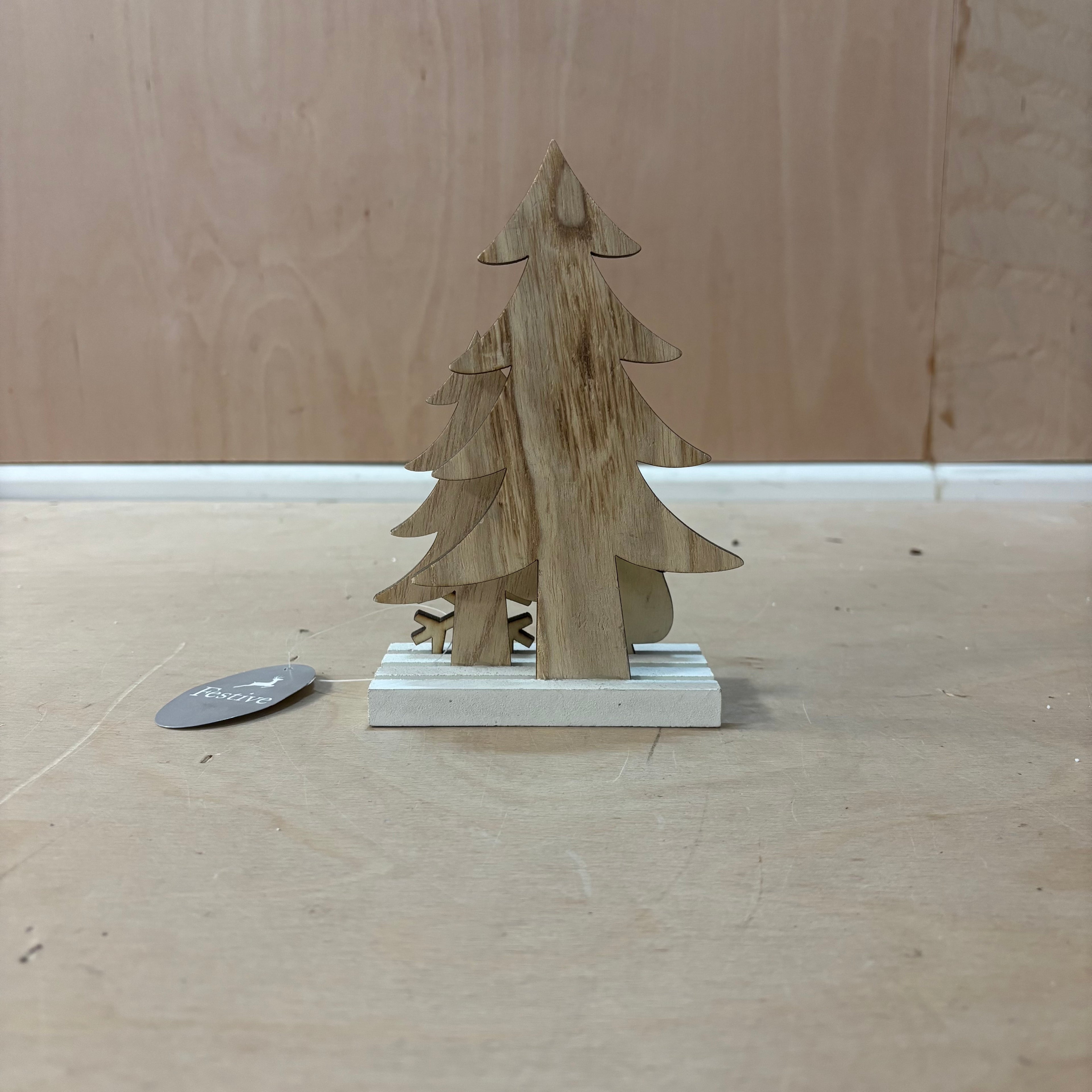 Festive wooden penguin christmas decoration