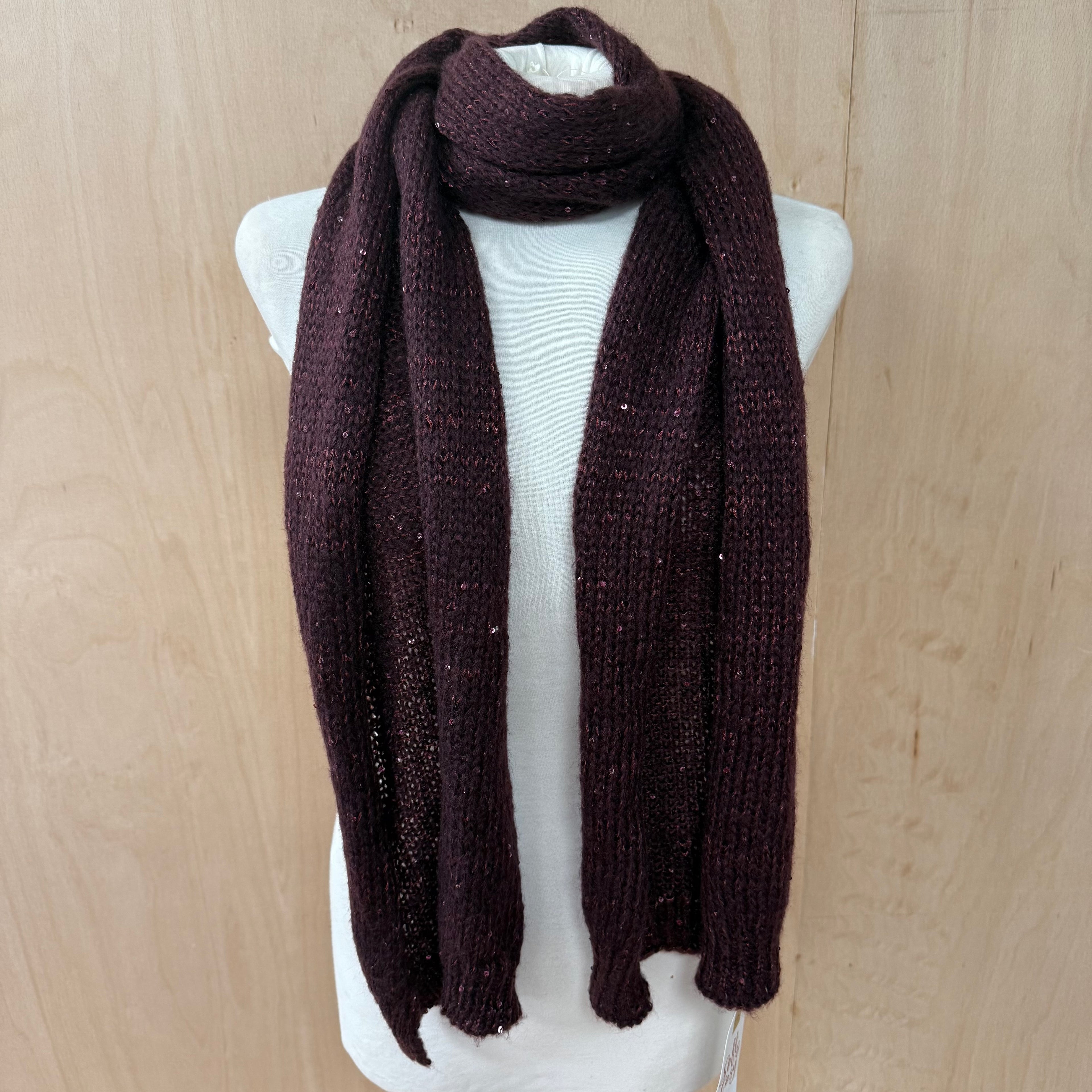 Marks & spencer maroon coloured sequin scarf