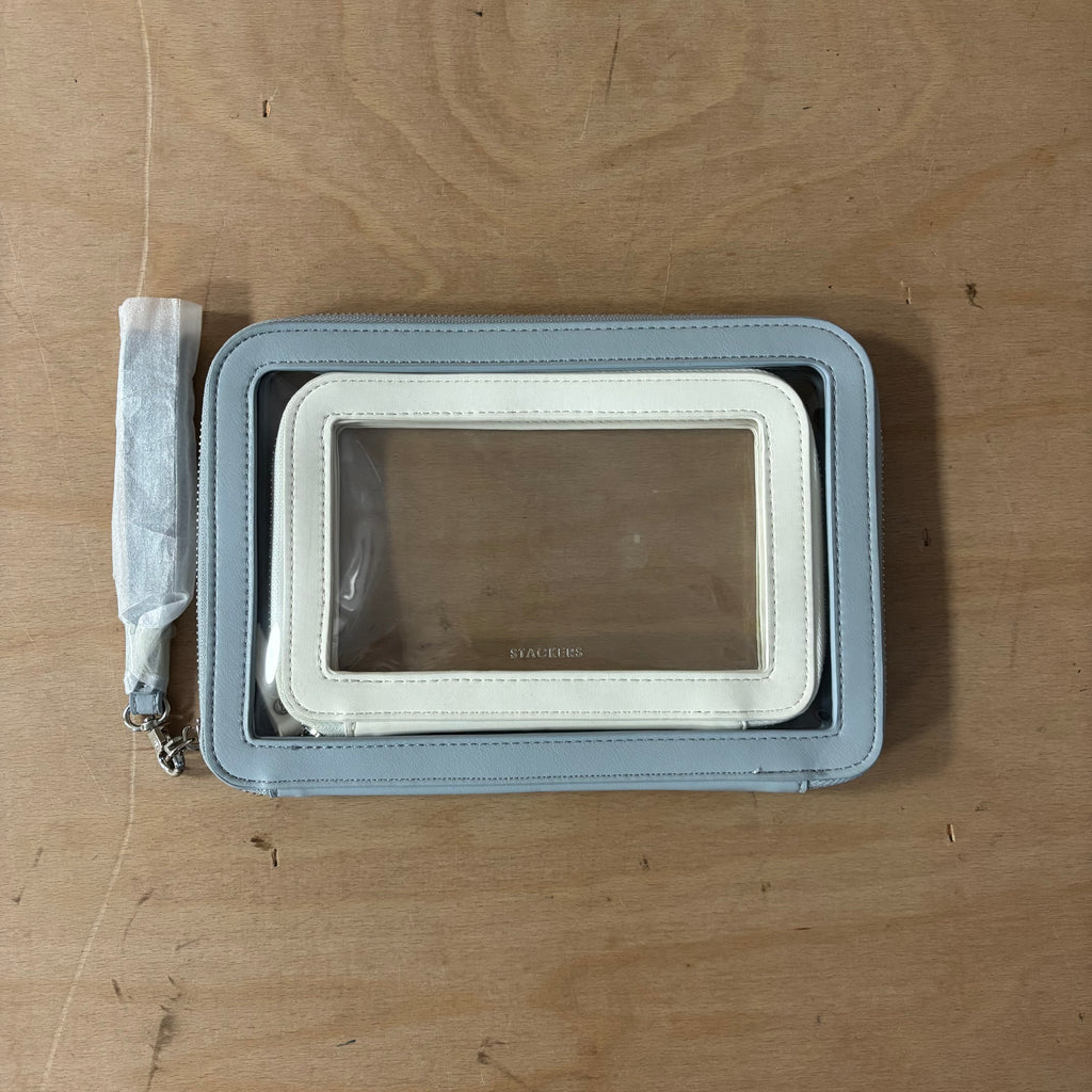 Stackers blue and ice white clear pouch set