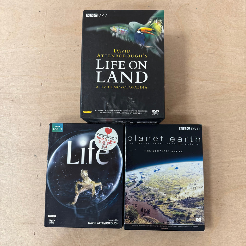 David attenborough's life, life on land & planet earth DVD's