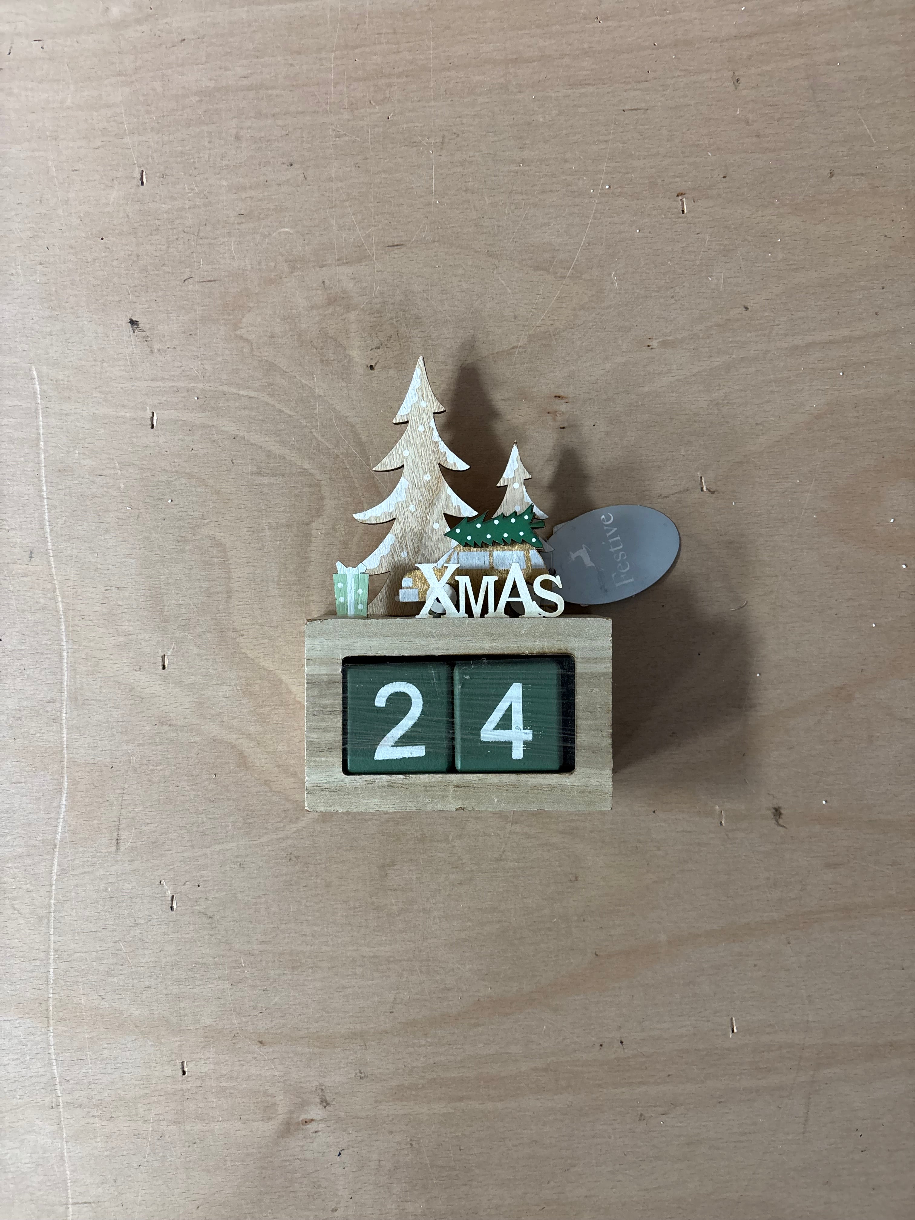 Festive wooden christmas countdown calendar
