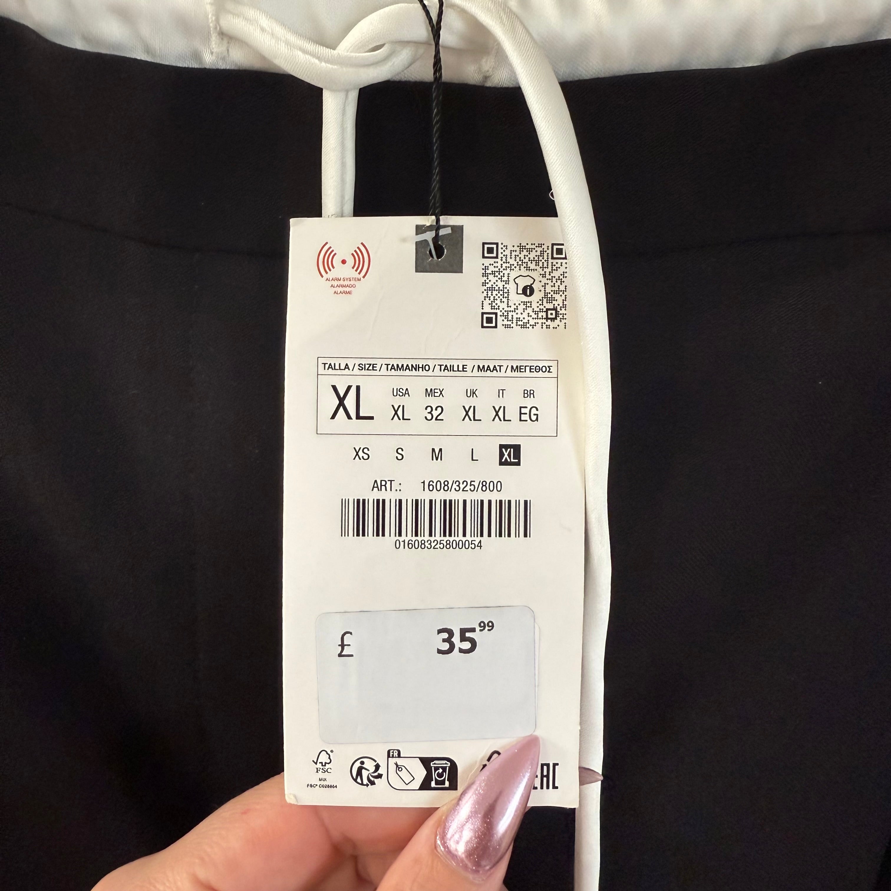 Zara black smart & formal trousers with white waistband size XL new