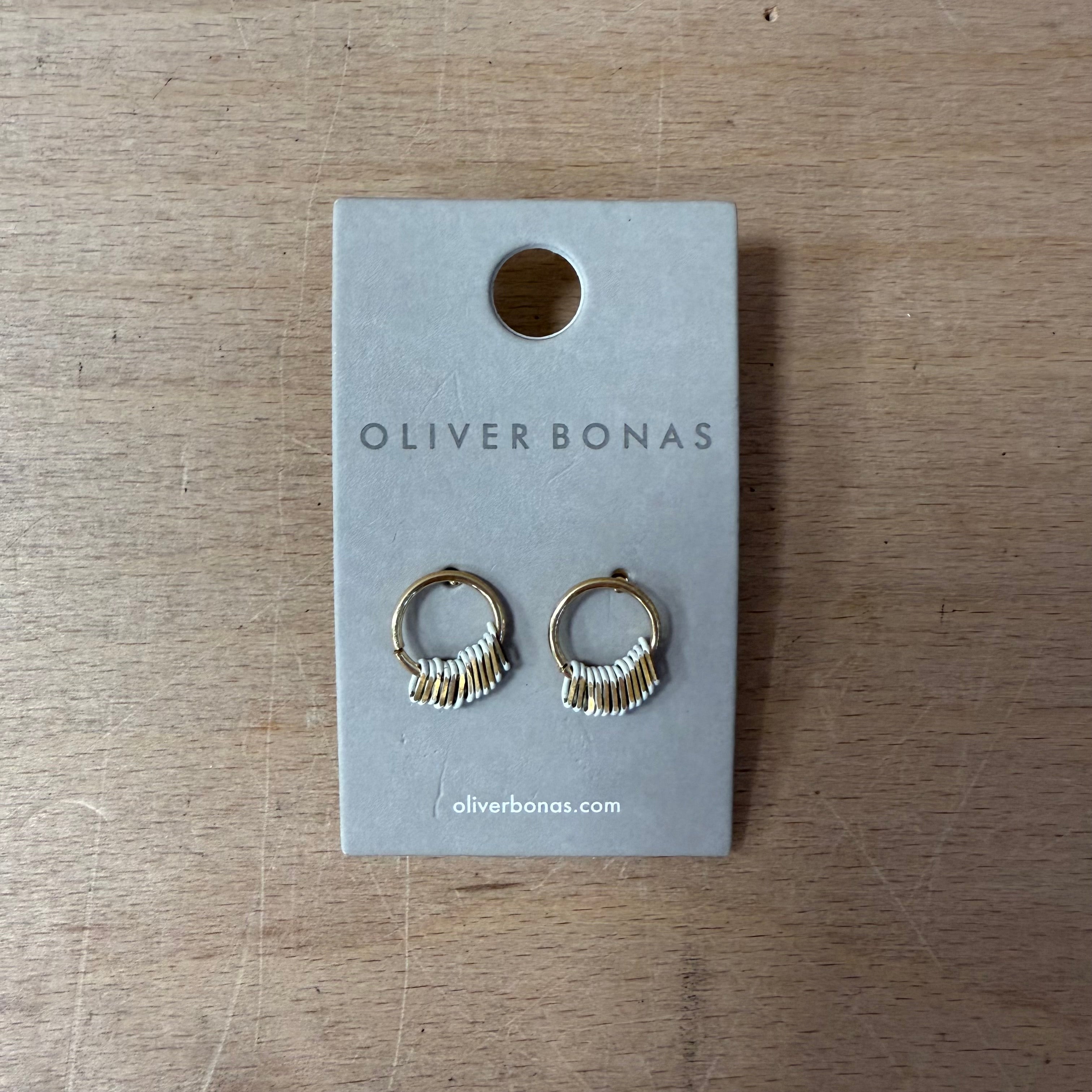 Oliver bonas white & gold stud & loop earrings