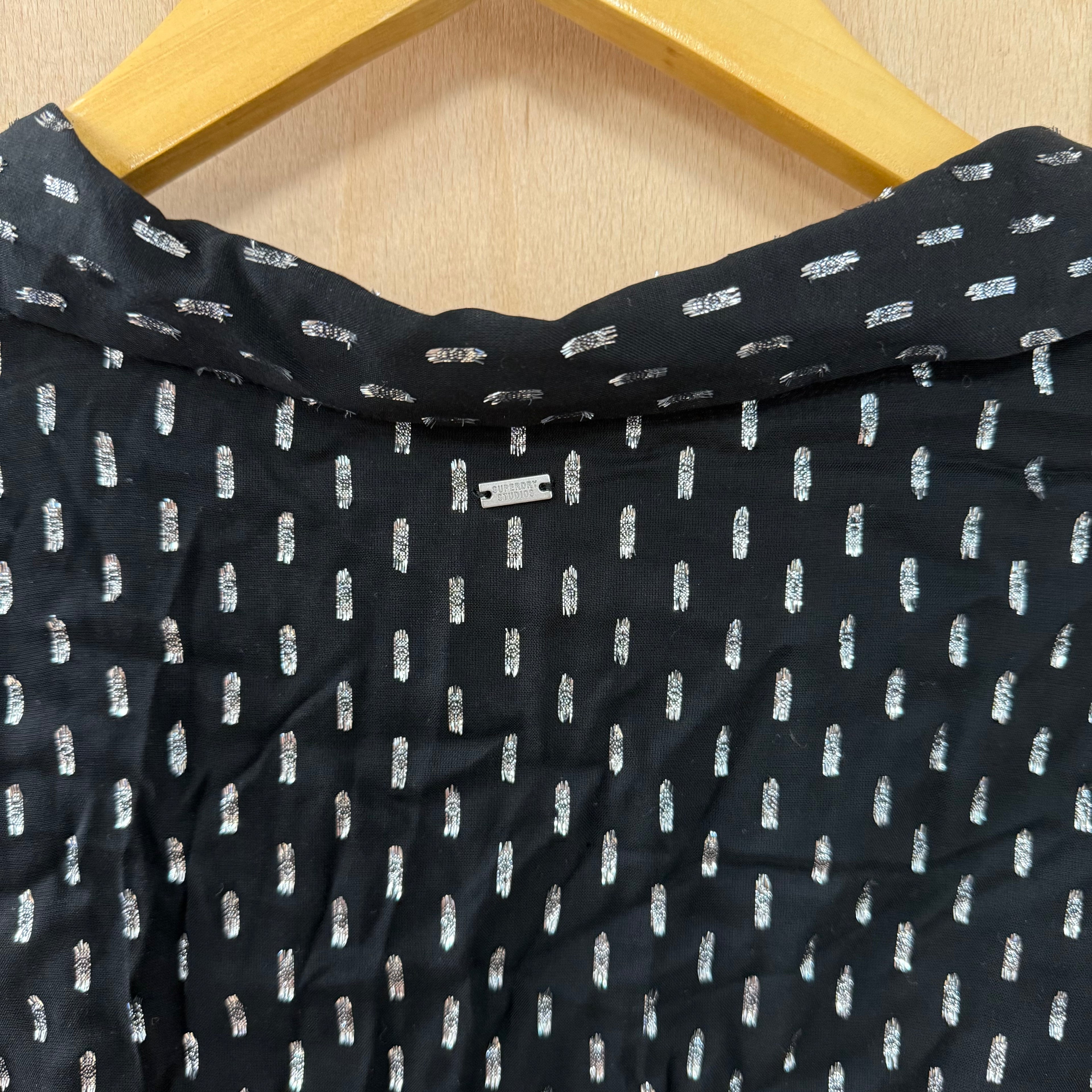 Superdry ladies' silver glitter black dress size XS