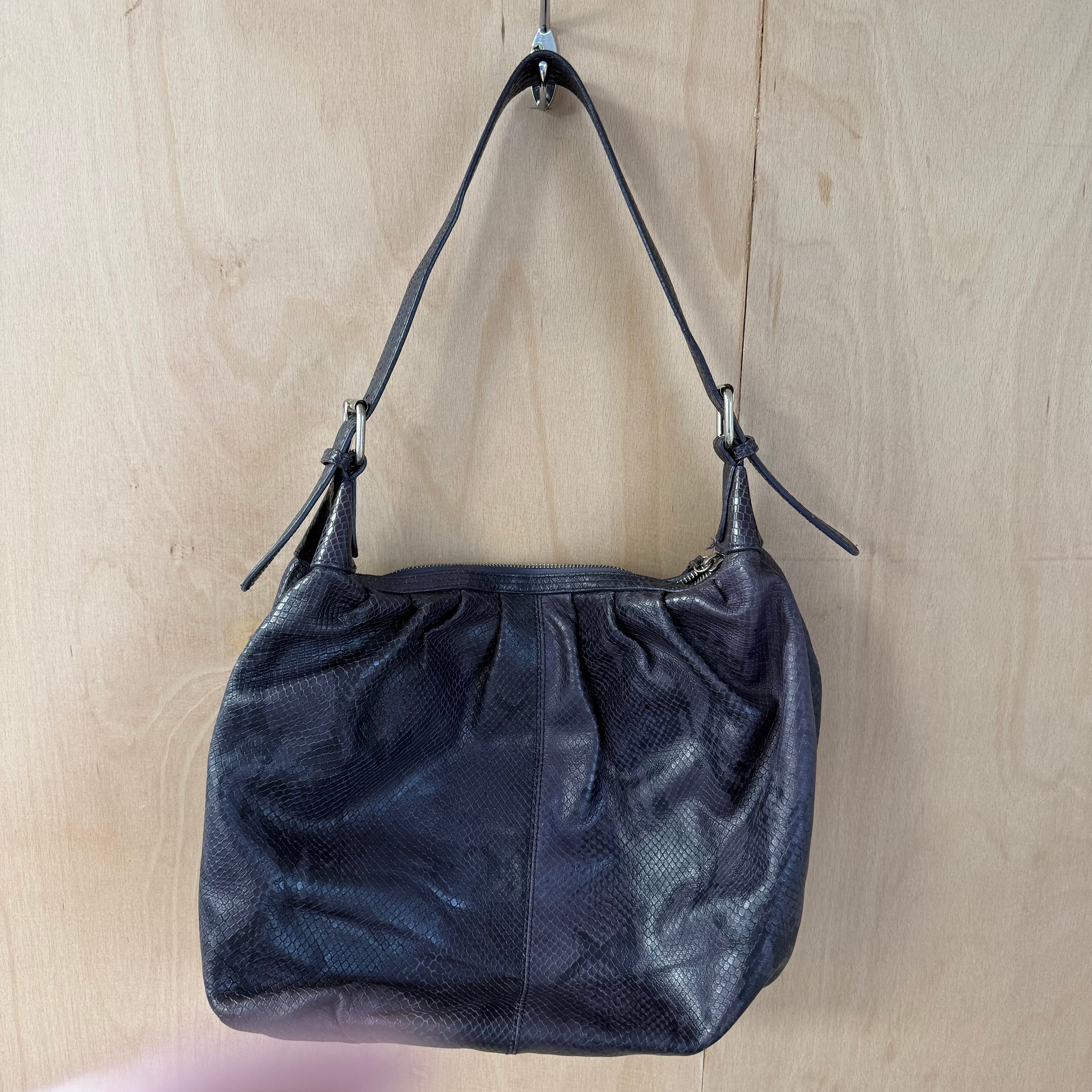 Calvin klein purple shoulder bag textured leather look