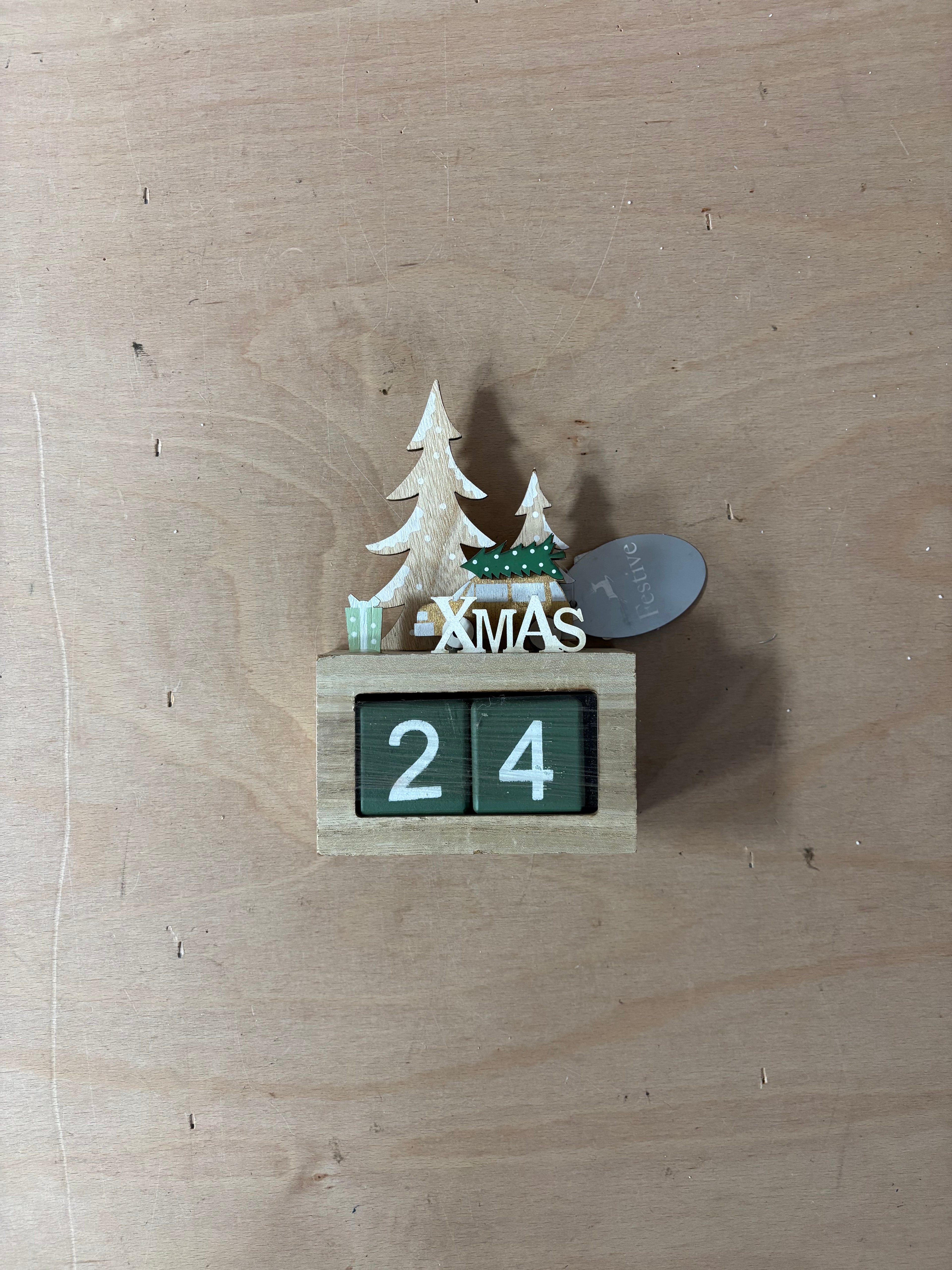 Festive wooden christmas countdown calendar