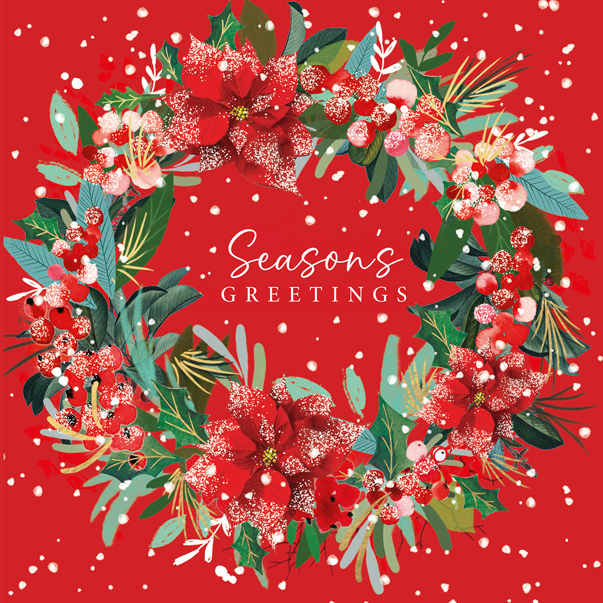 Floral wreath 10 pack christmas cards