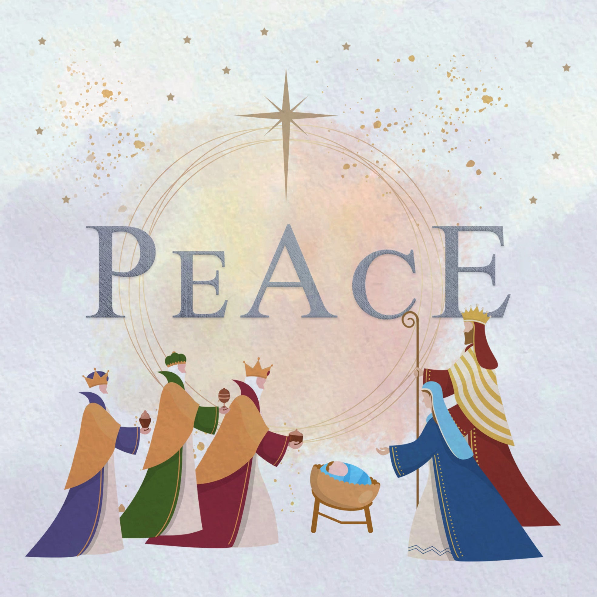 Peace nativity 10 pack christmas cards