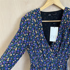 Zara navy floral skater dress